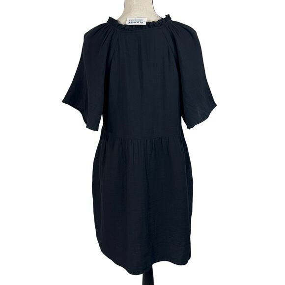Old Navy Large Shift Mini Dress Gauzy V-Neck Ruffled Neck Flared Sleeves Pockets - Picture 4 of 8